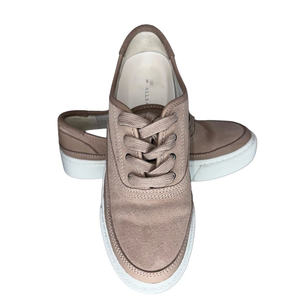 All Saints Bella Dusty Rose Pink Women's Suede Leather Platform Sneakers Size 7